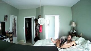 Horny Housewife Caught on Hidden Cam, Fingering Her Soaking Wet Twat in Steamy Bedroom Action!