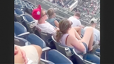 Voyeur Spy Camera Spies Filthy MILF Rubbing Her Soaked Snatch in Packed Baseball Stadium Frenzy