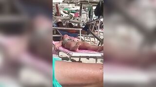 Horny MILF Caught Fingering Her Wet Pussy in Public Beach Crowd - Voyeur Spy Cam!