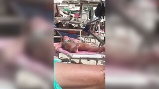 Horny MILF Caught Fingering Her Wet Pussy in Public Beach Crowd - Voyeur Spy Cam!