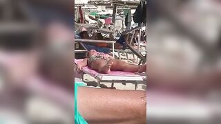 Horny MILF Caught Fingering Her Wet Pussy in Public Beach Crowd - Voyeur Spy Cam!