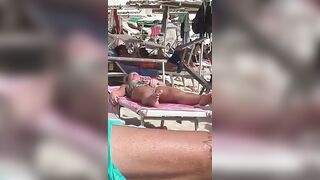 Horny MILF Caught Fingering Her Wet Pussy in Public Beach Crowd - Voyeur Spy Cam!