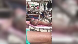 Horny MILF Caught Fingering Her Wet Pussy in Public Beach Crowd - Voyeur Spy Cam!