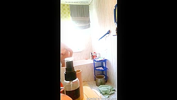 Lustful Hidden Cam Snags Wife Fingering Her Soaked Twat, Home Alone in Bathroom Heat!