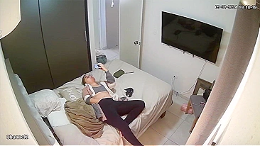 Horny Mom Caught Masturbating on Hidden Bedroom Cam, Fingering Her Wet Twat Alone