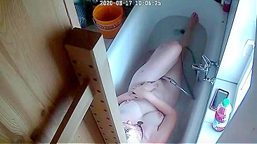 Naughty Wifey Masturbates Hard With Shower Head,  Hidden Cam Captures Her Cumming