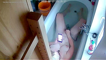 Naughty Wifey Masturbates Hard With Shower Head,  Hidden Cam Captures Her Cumming