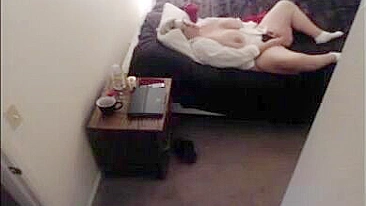 Thick Mom Caught Masturbating Her Dripping Cunt to Porn on Hidden Cam