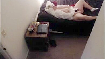 Thick Mom Caught Masturbating Her Dripping Cunt to Porn on Hidden Cam