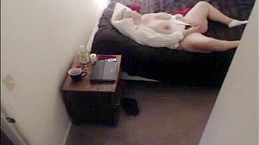 Thick Mom Caught Masturbating Her Dripping Cunt to Porn on Hidden Cam
