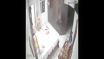 Mad Wanker Son Catches His Big Titty MILF Mommy Peelin' Off Her Panties on Spy Cam POV
