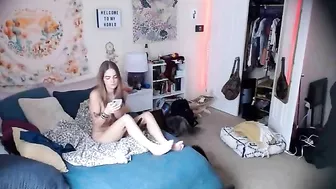 Sneaky Cam Captures Horny Sister Rubbing Her Bushy Cunt and Ass-Fingering Hard