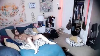 Sneaky Cam Captures Horny Sister Rubbing Her Bushy Cunt and Ass-Fingering Hard