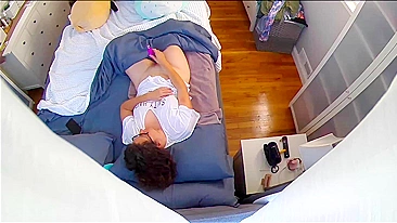 IP Camera Catches My Horny Mom Wildly Masturbating in Bed Instead Of Cleaning The House