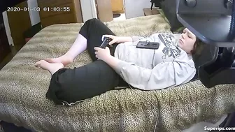 Lonely Slut Spreads Wide on the Couch Hidden Cam Catches Her Squirting from Solo Clit Play