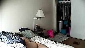 Secret Cam Catches Busty MILF Watching Porn and Getting Standing Fingering by Massive Dildo