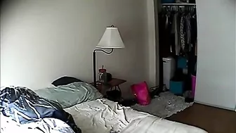 Secret Cam Catches Busty MILF Watching Porn and Getting Standing Fingering by Massive Dildo