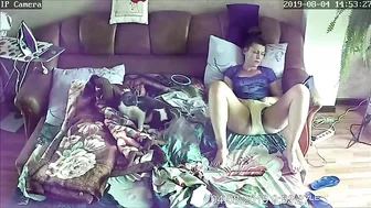 Cock Hungry Mommy Home Alone Jilling Off, Finally Caught by Son Hidden cam