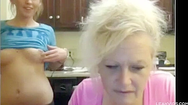 Horny Mom Joins Daughter, Streaming Big Naked Tits on Webcam  Incest-Show for Cash Earnings