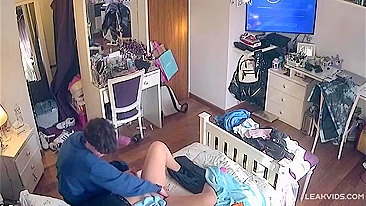 Midnight Incest Rampage, Voyeur IP Cam Films Brother's Throbbing Cock Fucked Sister's Dripping Slit