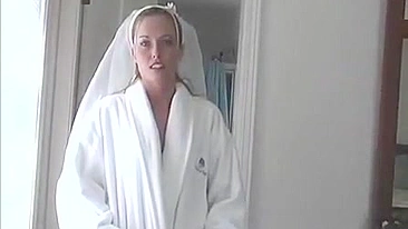 Slutty Bride On The Wedding Day Fucked Husband's Friend in Doggy While Cuckold Watches Nearby