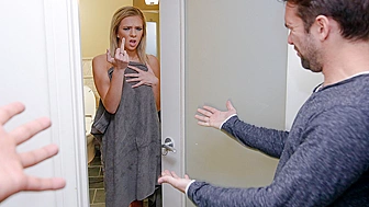 Naked Stepsis Gets Ambushed by Pervy Stepbro & His Horny Friend, Rough DP!