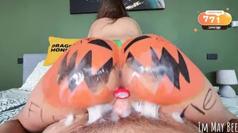 Halloween Slut Gets Gangbanged by the Whole Block,  Her Greedy Cunt Begs for More