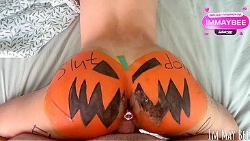 Halloween Slut Gets Gangbanged by the Whole Block,  Her Greedy Cunt Begs for More