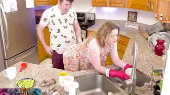 Horny Mom Bends Over Sink, Takes Huge Cock Up Her Tight Asshole, Daddy's Away, Time to Fuck That Booty