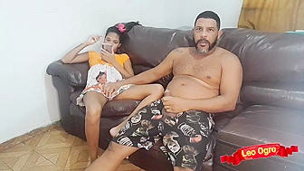 Slutty Daughter Sees Stepdad Wanking His Fat Rod and Begs for a Pound of Meat in Her Tight Ass
