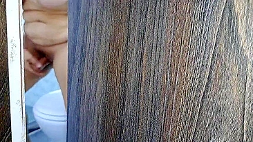 Pervy Ass Records His Slutty Stepmom Finger-Banging Her Cunt in Bathroom