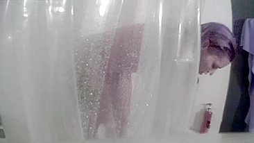 Horny Son Sneaks Cam on Stepmom's Wet Pussy Play in the Shower