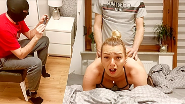 Horny Wife Bangs Stud While Cuck Films, He Eats Bull's Cum from Her Dripping Pussy