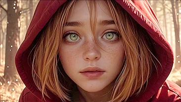 Red Riding Hood Gets Her Tight Pussy Fuck by a Big Werewolf Cock in the Woods AI-Generated)