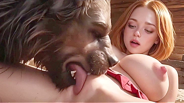 Red Riding Hood Gets Her Tight Pussy Fuck by a Big Werewolf Cock in the Woods AI-Generated)