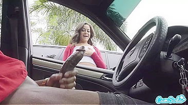 Broke college dude pays busty cougar to slob his knob in backseat, nuts hard