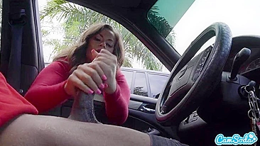 Broke college dude pays busty cougar to slob his knob in backseat, nuts hard