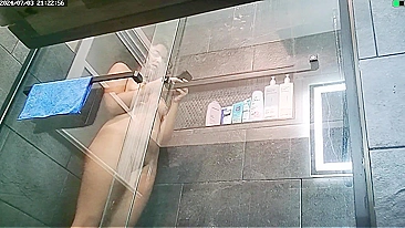 Curvy Nude Sister Teases in Steamy Shower Selfie Session