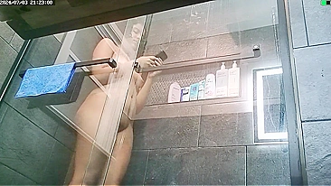 Curvy Nude Sister Teases in Steamy Shower Selfie Session