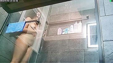 Curvy Nude Sister Teases in Steamy Shower Selfie Session