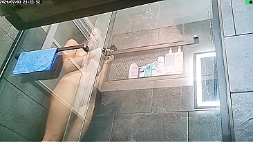 Curvy Nude Sister Teases in Steamy Shower Selfie Session