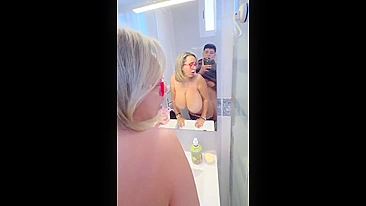 Filthy Big-Titted Mother Slut Takes Son Dick Pounding in Mirror Reflection