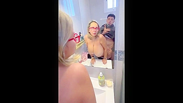 Filthy Big-Titted Mother Slut Takes Son Dick Pounding in Mirror Reflection