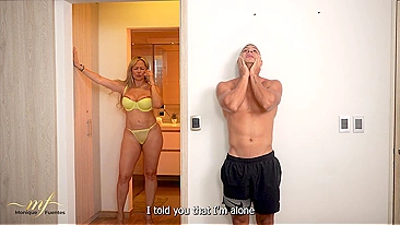 Son Peeks Mom Diddling Pussy in Shower, She Drains Balls to Keep It Hush-Hush