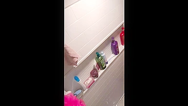 Son's sneaky cam catches milf mom's dripping snatch n fat tits shower fuck