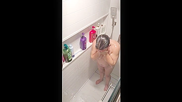 Son's sneaky cam catches milf mom's dripping snatch n fat tits shower fuck