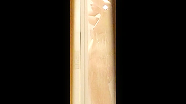 Dude son's cam trap films hot mom's shaved pussy n bouncy boobs showerin