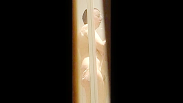 Dude son's cam trap films hot mom's shaved pussy n bouncy boobs showerin