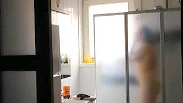 Horny son's hidden cam spies busty mom's wet tits n juicy cunt shower show