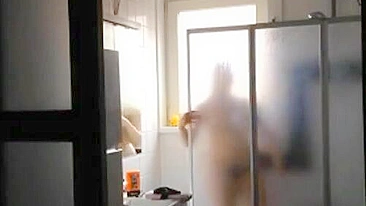 Horny son's hidden cam spies busty mom's wet tits n juicy cunt shower show
